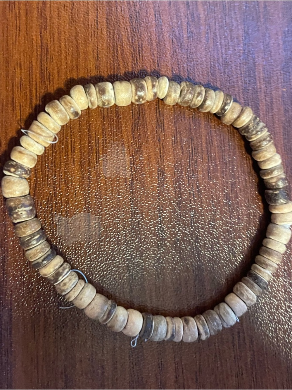 NWOT TEMU Natural Wood Bead Stretch Bracelet - Brown & Tan OS